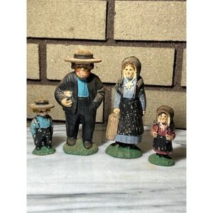 Vintage Cast Iron Amish Family Figurines Set of 4